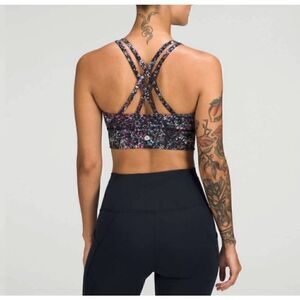 Lululemon Energy Longline Bra Floral Spray size 4 Strappy Criss Cross